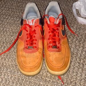 Men's Nike Air Force 1  82  Orange, Red and Gray  Sneakers